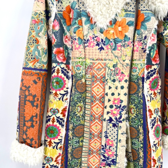 NWT Johnny Was Biya Multicolor Floral Drammen Suede Mid-Length Coat - Picture 5 of 14